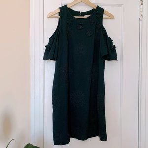 LOFT Open Shoulder Embroidered Floral Dress